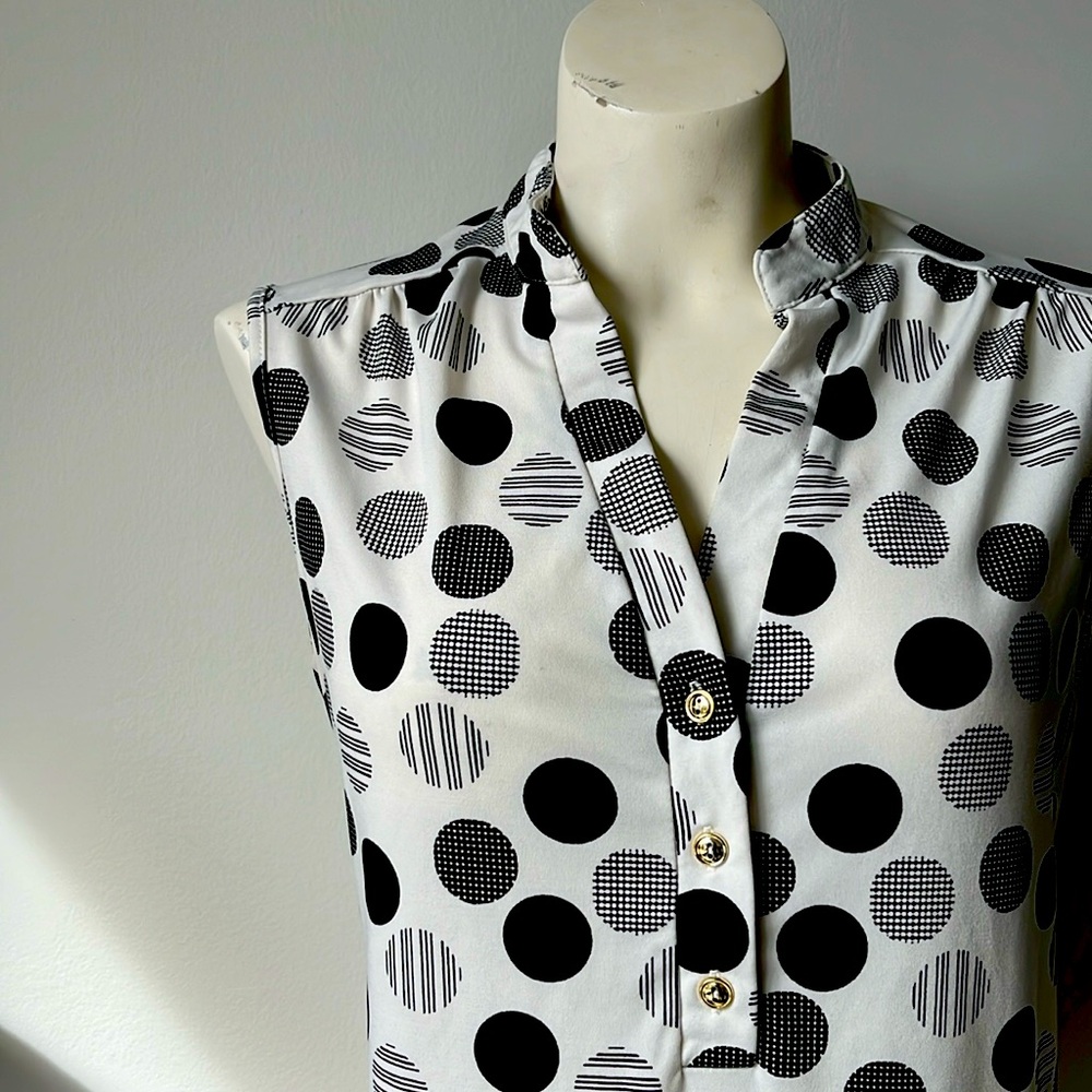 Perception Black and White Polkadot Top